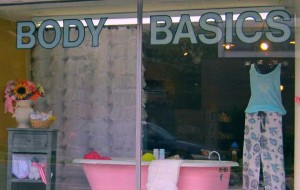 The Body Basics window on Missoula's Hip Strip