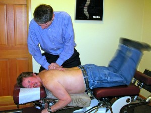 Bob Wire entertains the chiropractor.