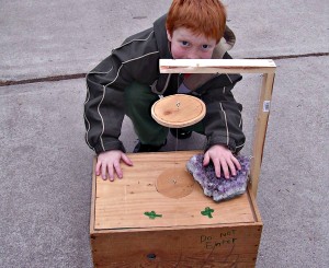 Bob Wire's son, Rusty, builds a leprechaun trap.