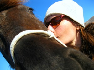 Danielle gives Smoke a smooch.