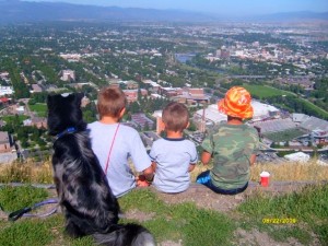 The Turner Boys enjoy the view of Missoula from Mount Sentinel