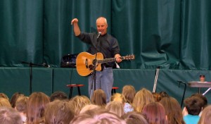 Bill Harley performs at Bonner School.