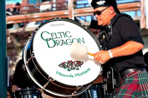 A drummer from Celtic Dragon at the Missoula Celtic Festival.