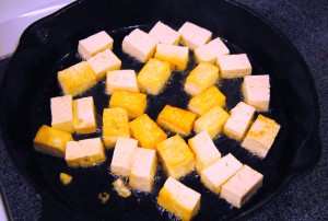 Sauteeing the tofu