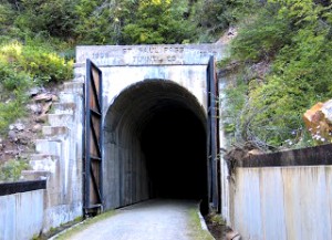 One of the tunnels on the Route of the Hiawatha bike trail.